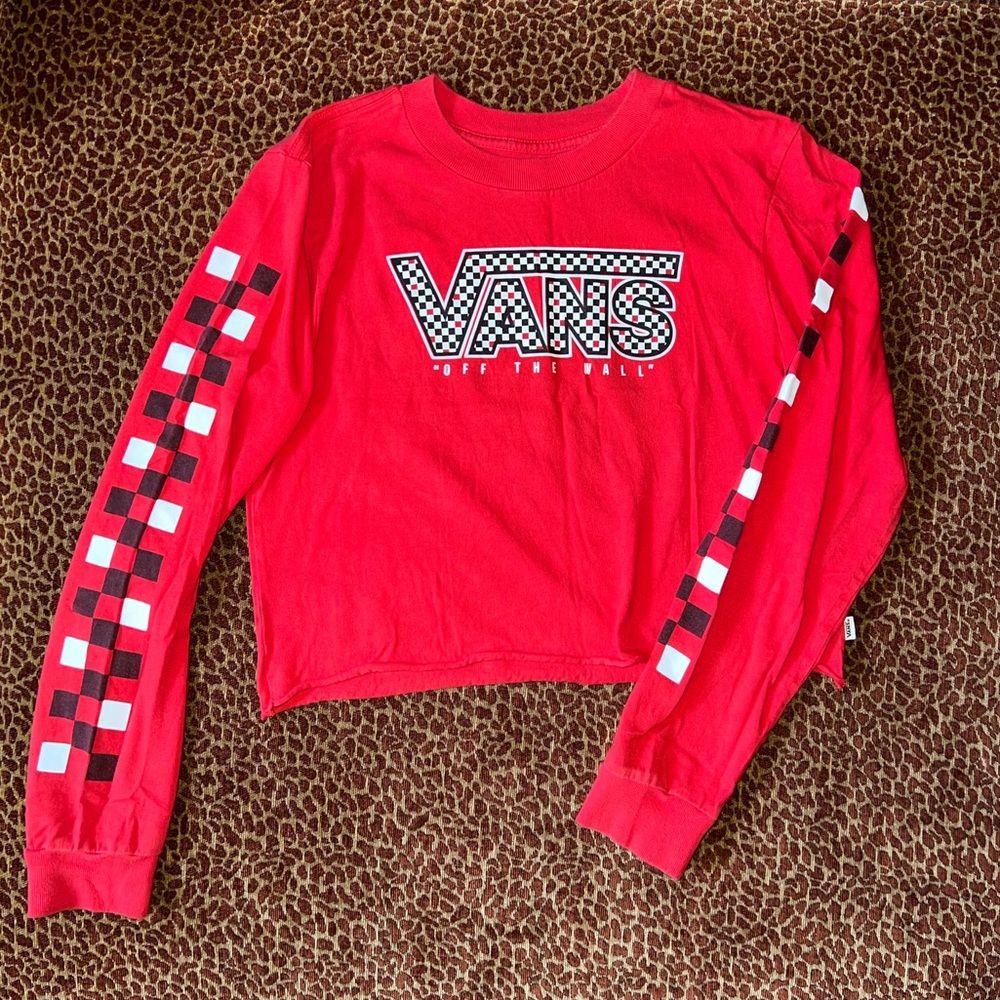 Vans “Off The Wall” Checkered Long Sleeve Crop Top